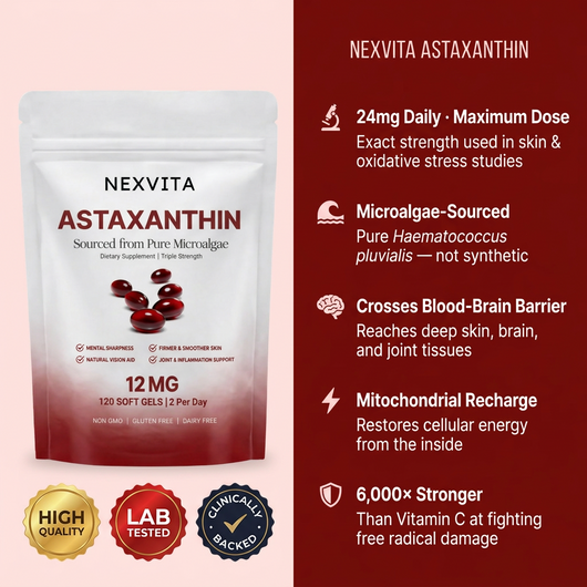 Nexvita Astaxanthin Softgels – Natural Support Against Oxidative Stress & Long-Term Wellness